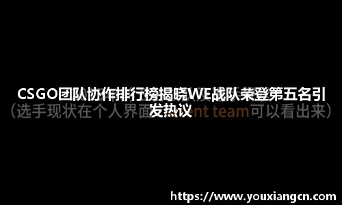 CSGO团队协作排行榜揭晓WE战队荣登第五名引发热议